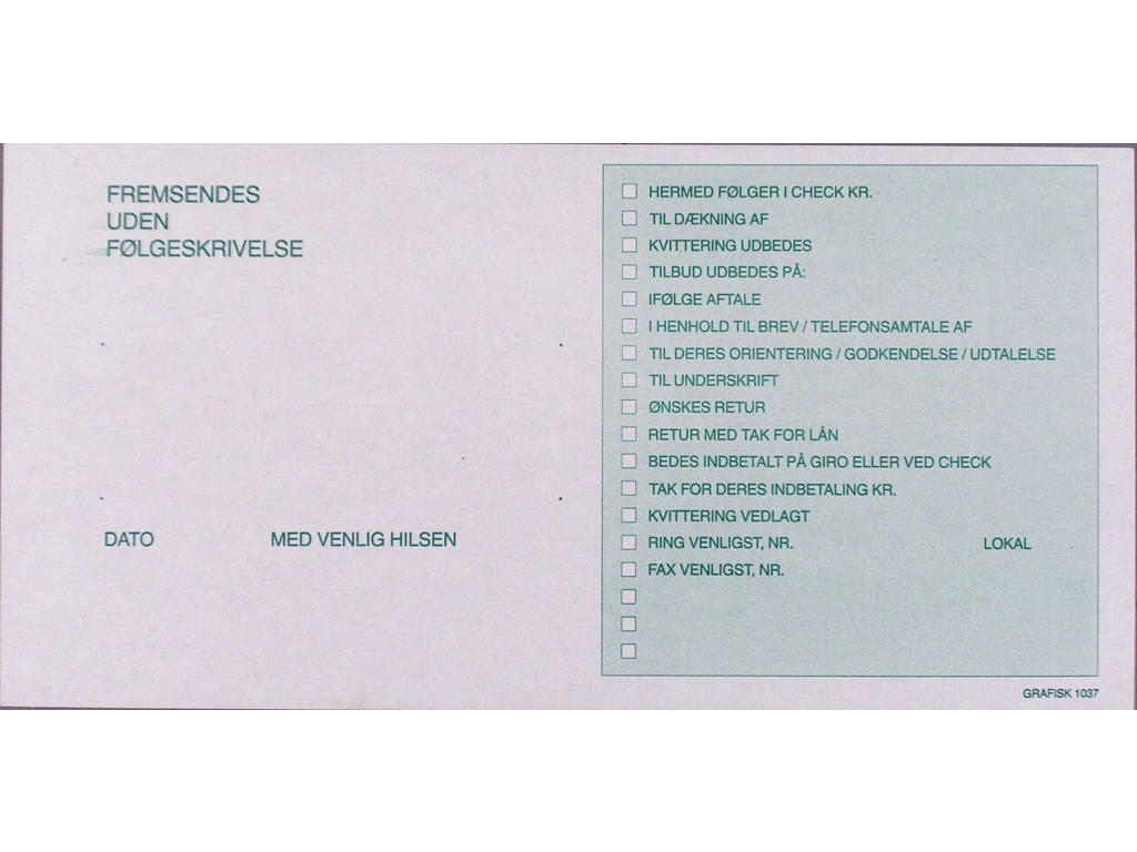 Følgeskrivelse GF1037 210x105mm 100 blade