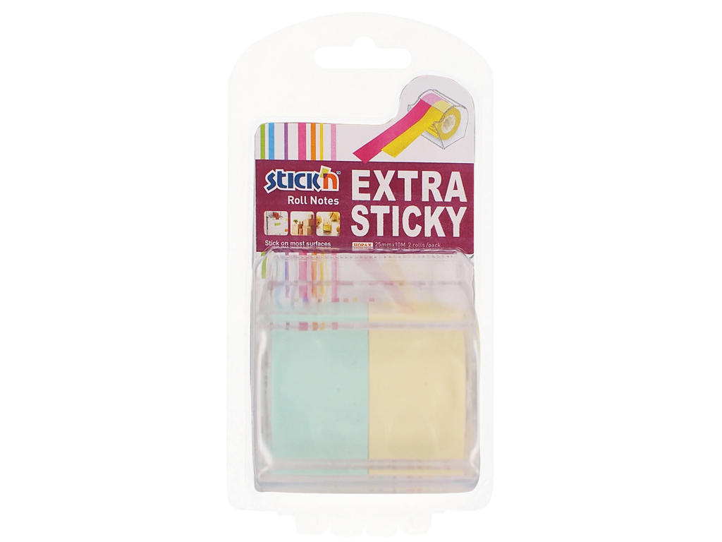 Notesrulle Stick'N gul/blå 25mmx10m 