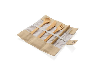 Genanvendelig bambus rejse bestik, hvid