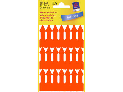 Etiketter pil Neon Orange 3ark