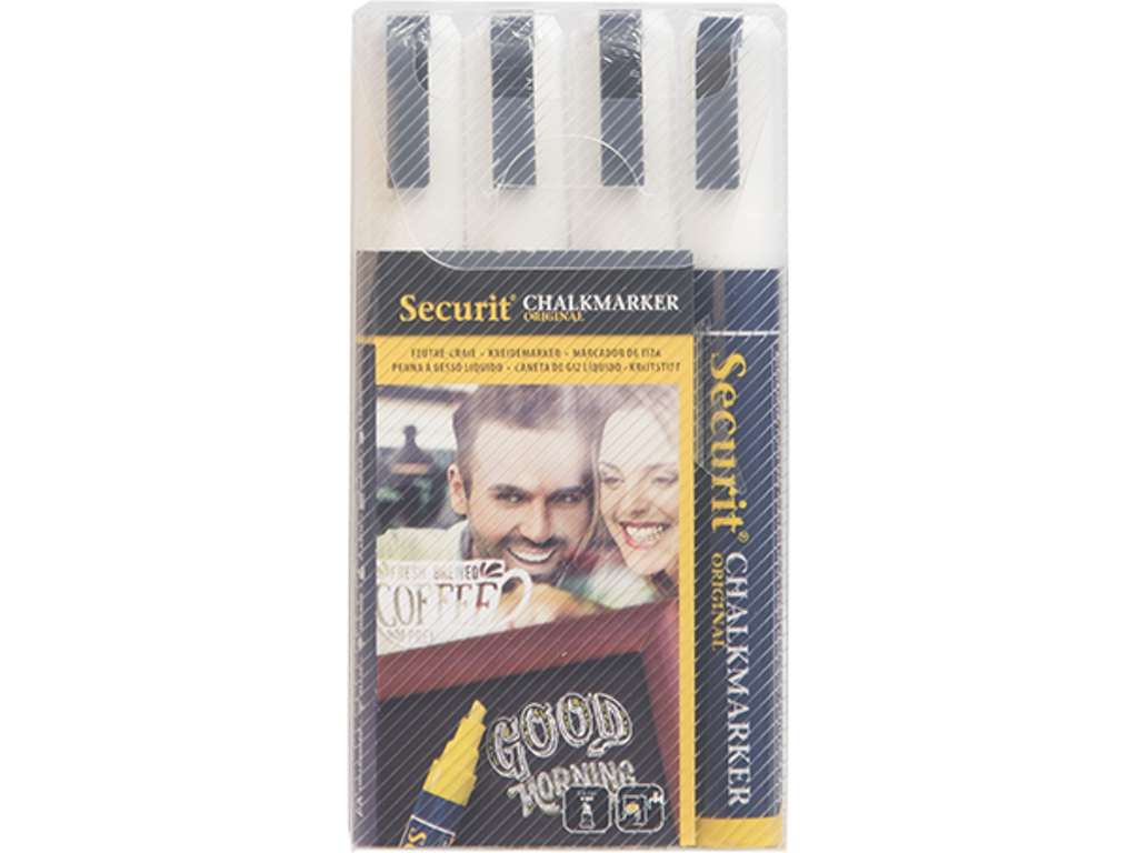 Chalkmarker Securit | hvid | 2-6mm | 4 stk