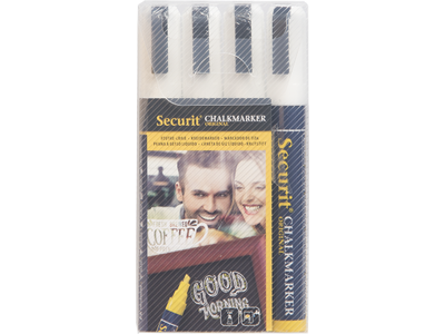 Chalkmarker Securit | hvid | 2-6mm | 4 stk