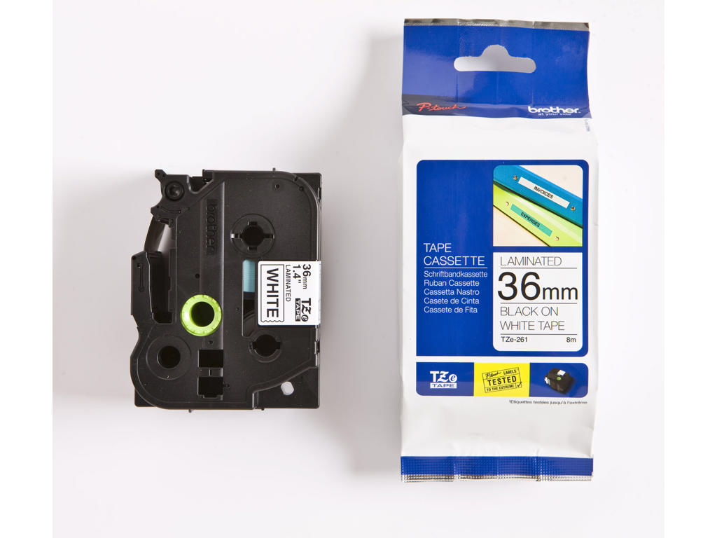 Brother tape TZe261 36mm sort/hvid 