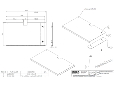Bica hylde til volumen-reduktion 95L