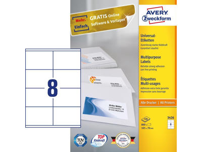 Etiket 105x70 mm Avery 3426 hvid 100 ark