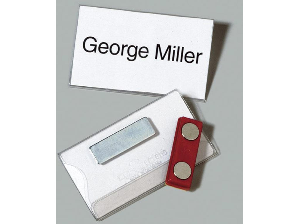 Navneskilt 40x75mm m/magnetholder 25 stk.