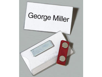 Navneskilt 40x75mm m/magnetholder 25 stk.