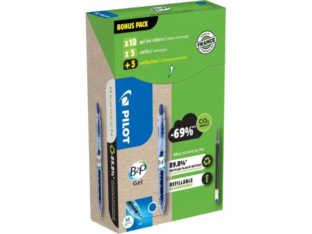 Pilot gelpen B2P 0,7 mm blå 10 stk+10 refills