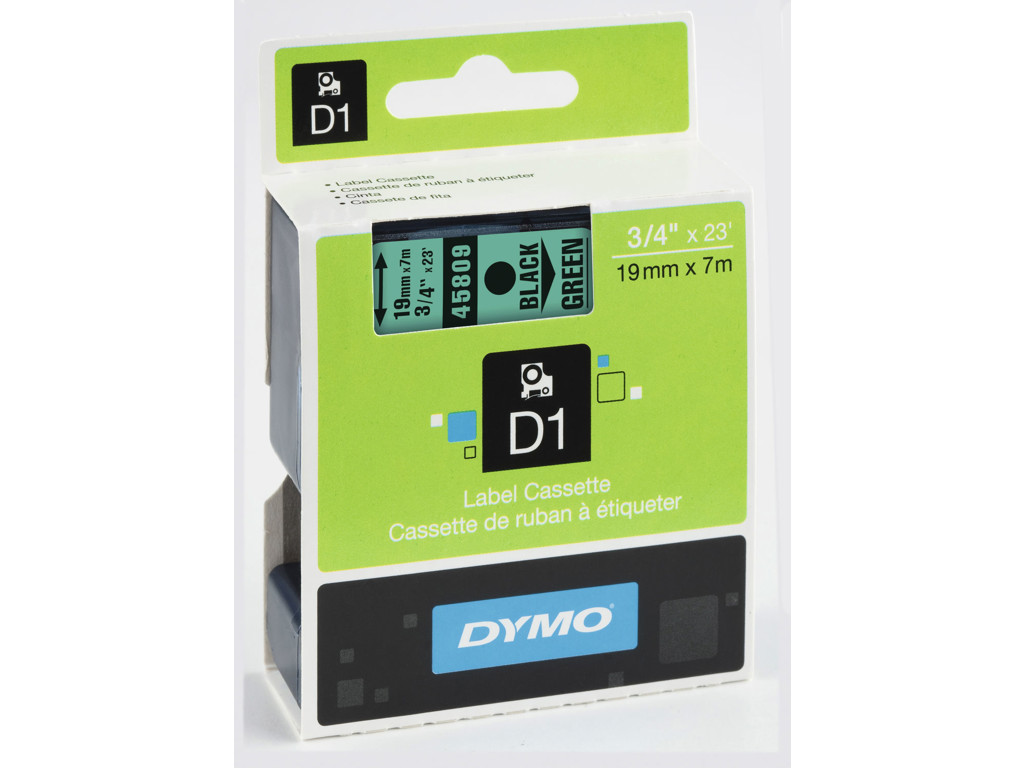 Dymo tape 45809 19mm sort/grøn