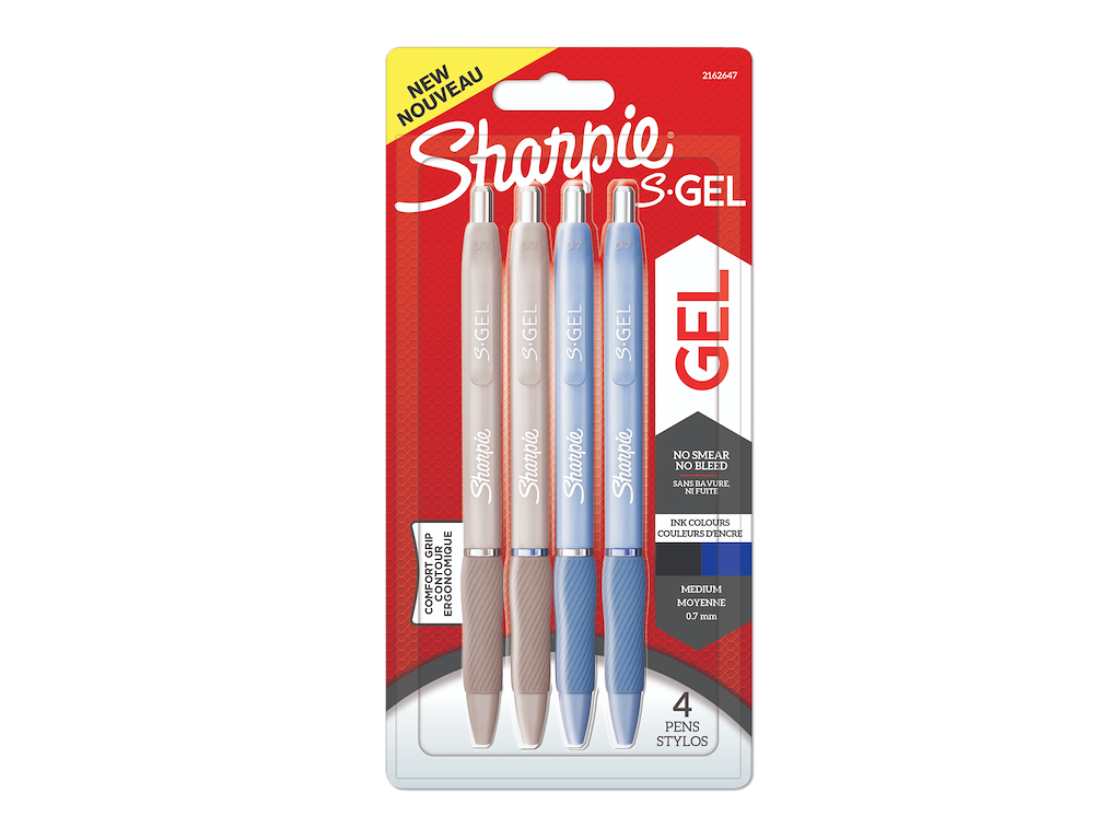 Sharpie S-Gel 0,7 mm blå/sort 4 stk