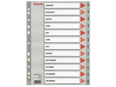 Register A4 Esselte jan-dec grå