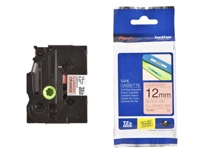 Brother tape TZeB31 12mm sort/neon orange