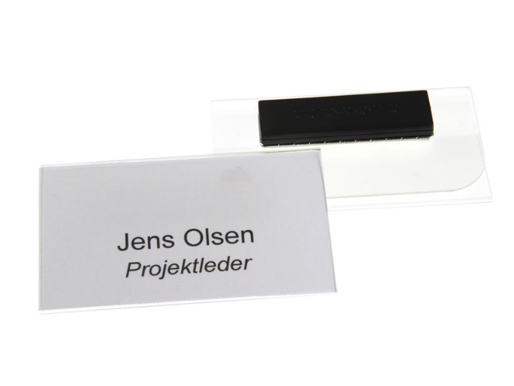 Navneskilt med magnet - 40 x 70 mm, inkl. indstik, 25 stk