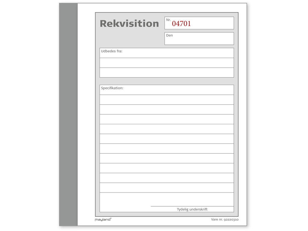 Rekvisitionbog 92 2203 10 108x150mm 2x50 blade 