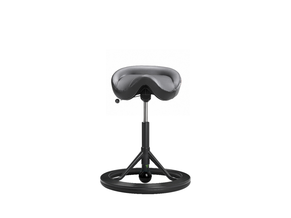 Ergonomisk kontorstol | Sadelstol | Backapp 2,0 | Sort læder | sort stel