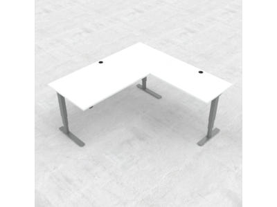 Hæve-/ sænkebord 180x180 cm hvid med sølv stel