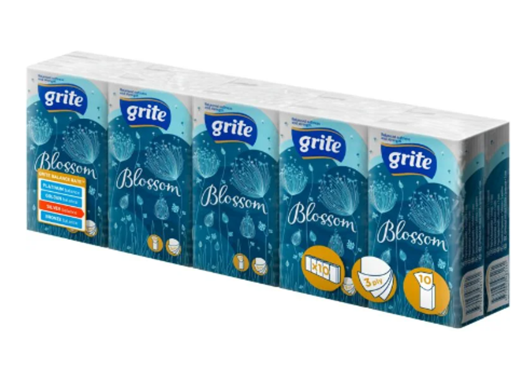 Lommetørklæde Blomssom 3 lags 10x10 stk