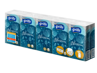 Lommetørklæde Blomssom 3 lags 10x10 stk