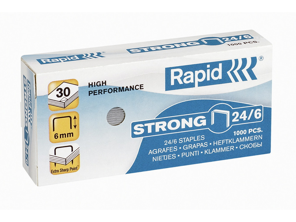 Hæfteklamme 24/6 Strong Rapid 1000 stk.