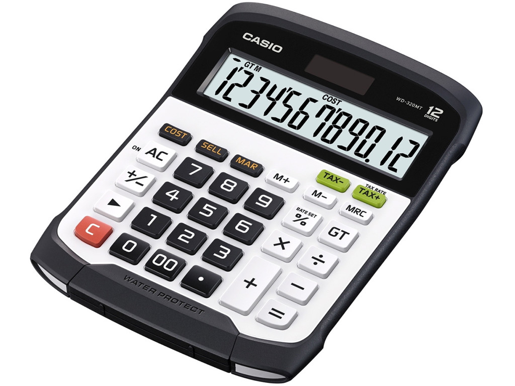 Casio WD-320MT lommeregner vandtæt hvid/sort