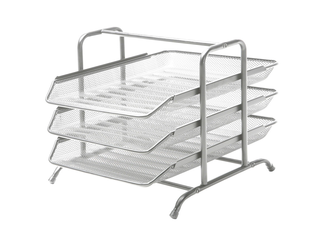 Brevbakkesæt tråd metal med 3 bakker sølv