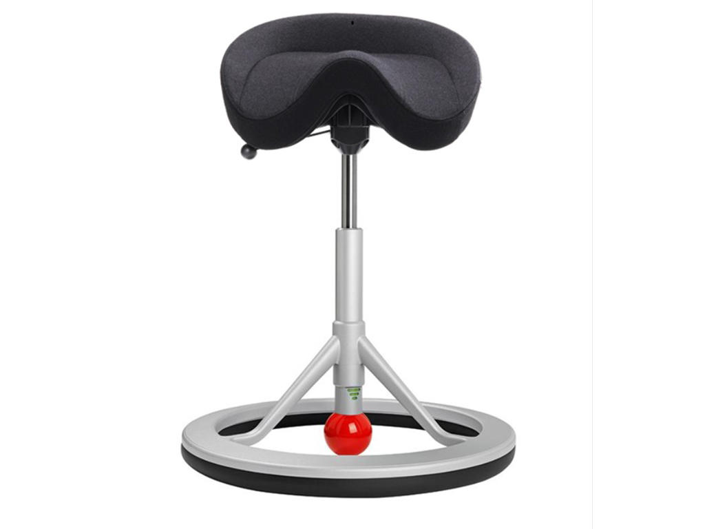 Ergonomisk kontorstol | Sadelstol | Backapp 2,0 | Sort uld | Sølvgrå stel