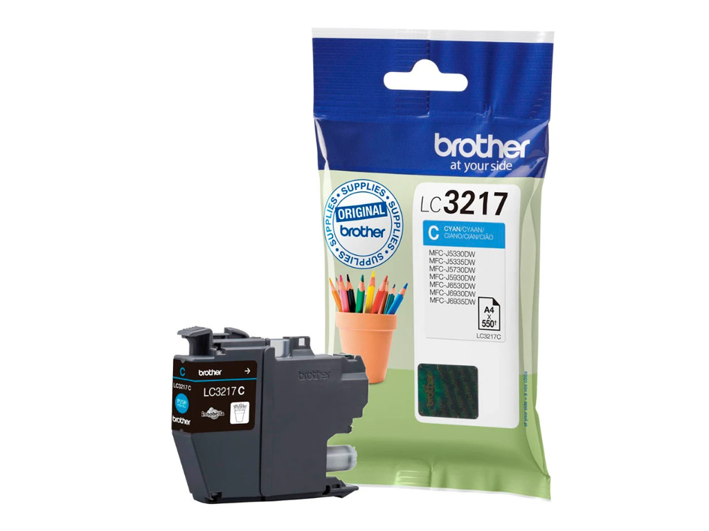 Brother blæk LC3217C cyan, 550 sider