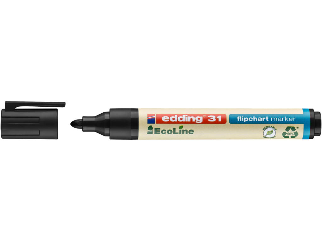 Marker Edding 31 Ecoline rund spids sort flipover