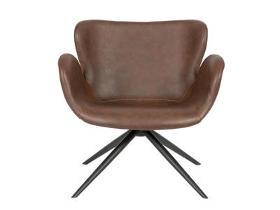 Loungestol med armlæn | Ventus | Drejefunktion | Brun PU læder | Sort stel