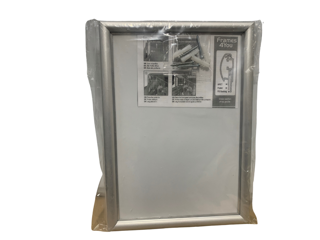 Snapramme A4 25mm sort alu