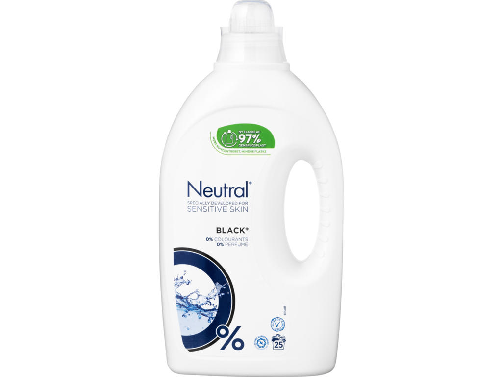 Tøjvask Flydende Neutral Sort Uden Farve og Parfume 1,25 Liter