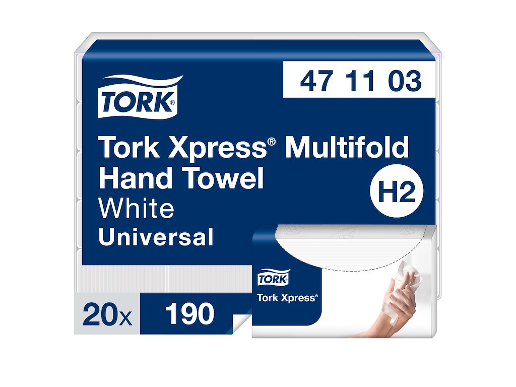 Håndklædeark Tork H2 471103 Universal 2-lags 20x190 ark (3800 ark)
