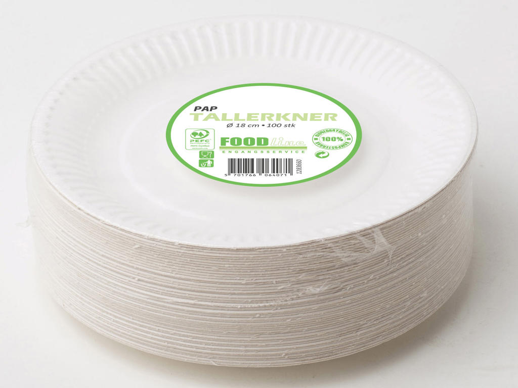 Tallerken 18 cm coated 100 stk.