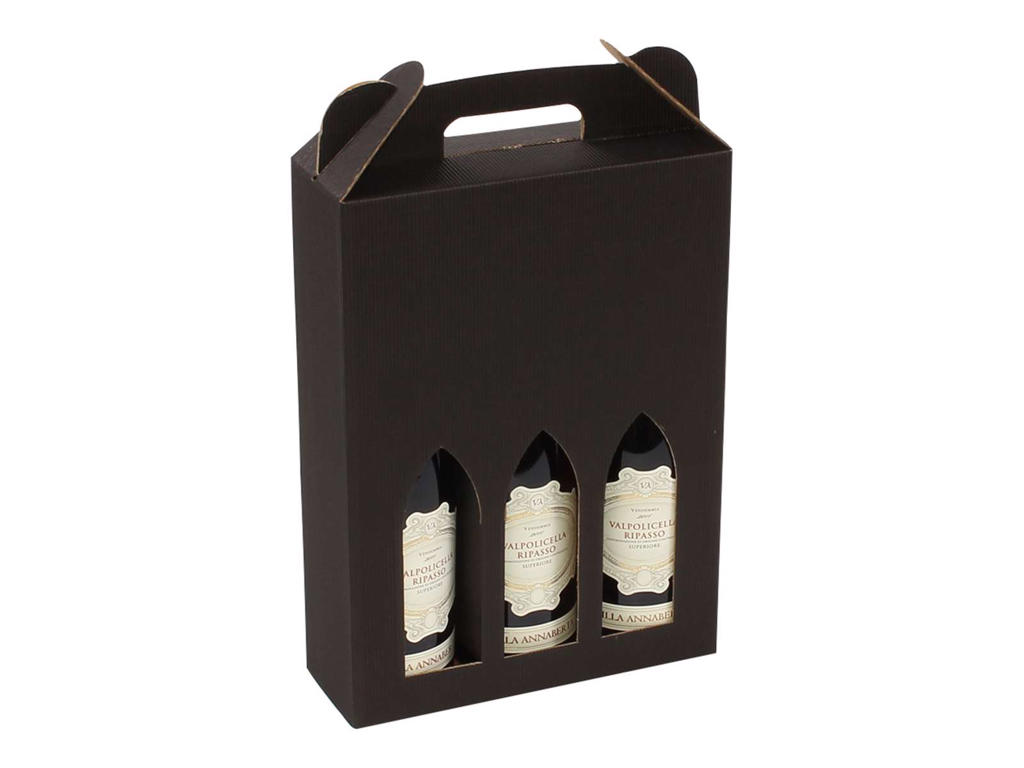 Vinæske sort bølge 3 flasker, åben