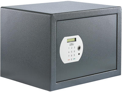 Pure-safe værdiskab, nøgle, elektronisk og fingerprint lås. 320 x 280 X 440 X 350 mm, 19,2 kg.