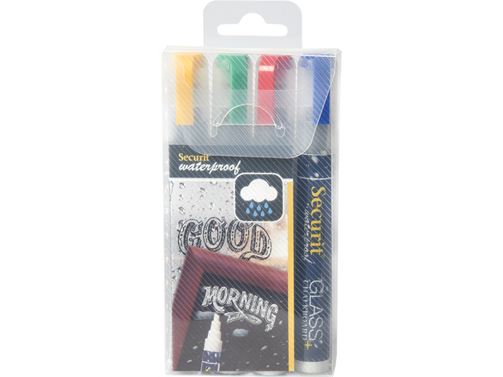 Chalkmarker Securit | ass. | 2-6mm | 4 stk | vandfast