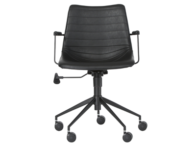 Konferencestol med armlæn | Ventus  Down Office | Sort PU og sort stel | Med hjul