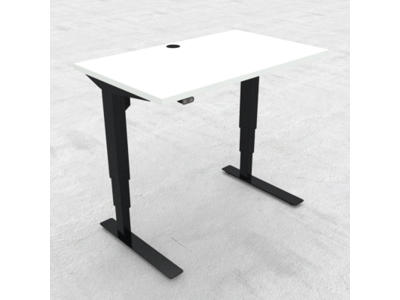 Hæve-/ sænkebord 100x60 cm hvid med sort stel