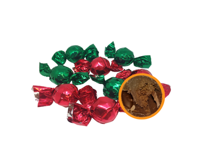 Chokoladekugler med fyld | Hasselnød | Rød/Grøn | 1 kg