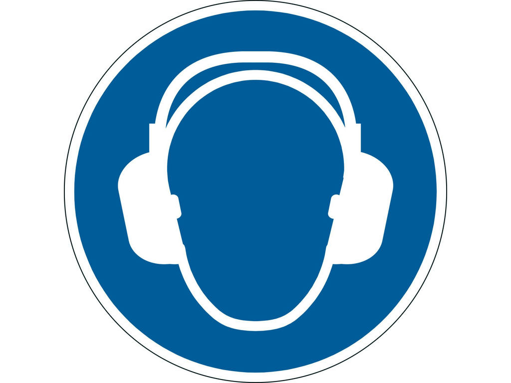 Advarselsklistermærke Anvend hørebeskyttelse blå/hvid Ø43cm