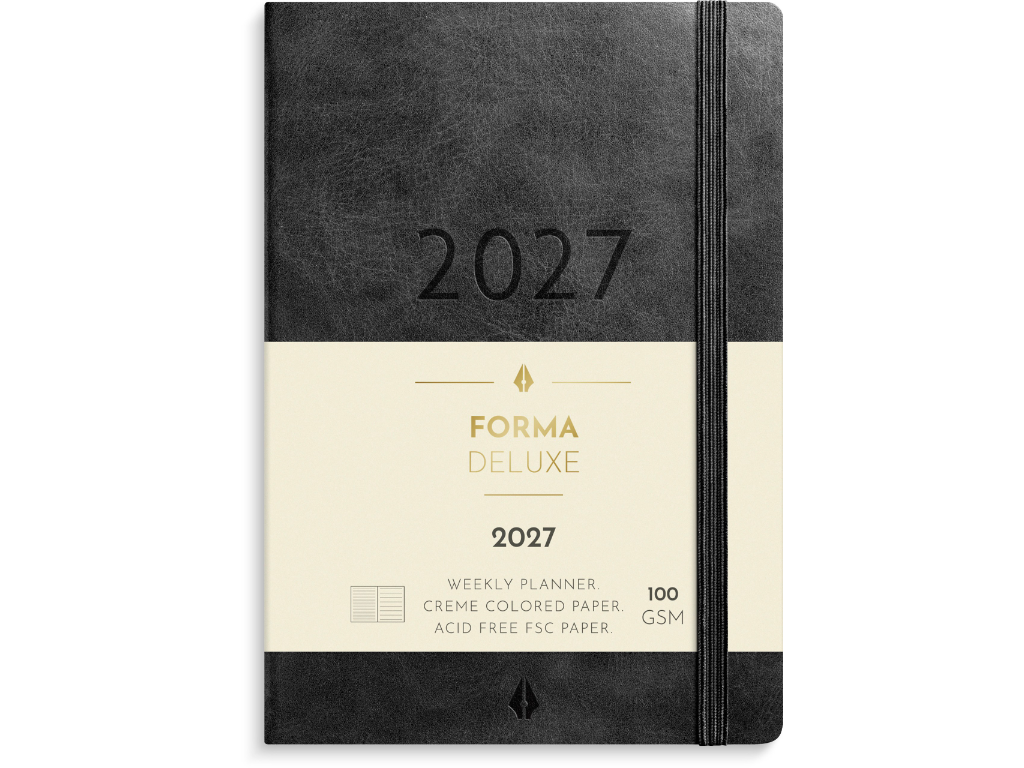 A6 Forma Deluxe ugekalender tværf. sort kunstskind 2027
