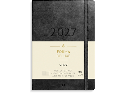 A6 Forma Deluxe ugekalender tværf. sort kunstskind 2027