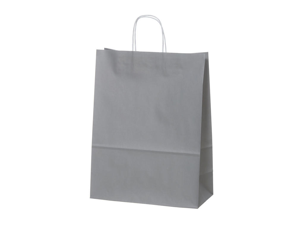 Bærepose papir grå 220x100x330 mm snoet hank 100 stk