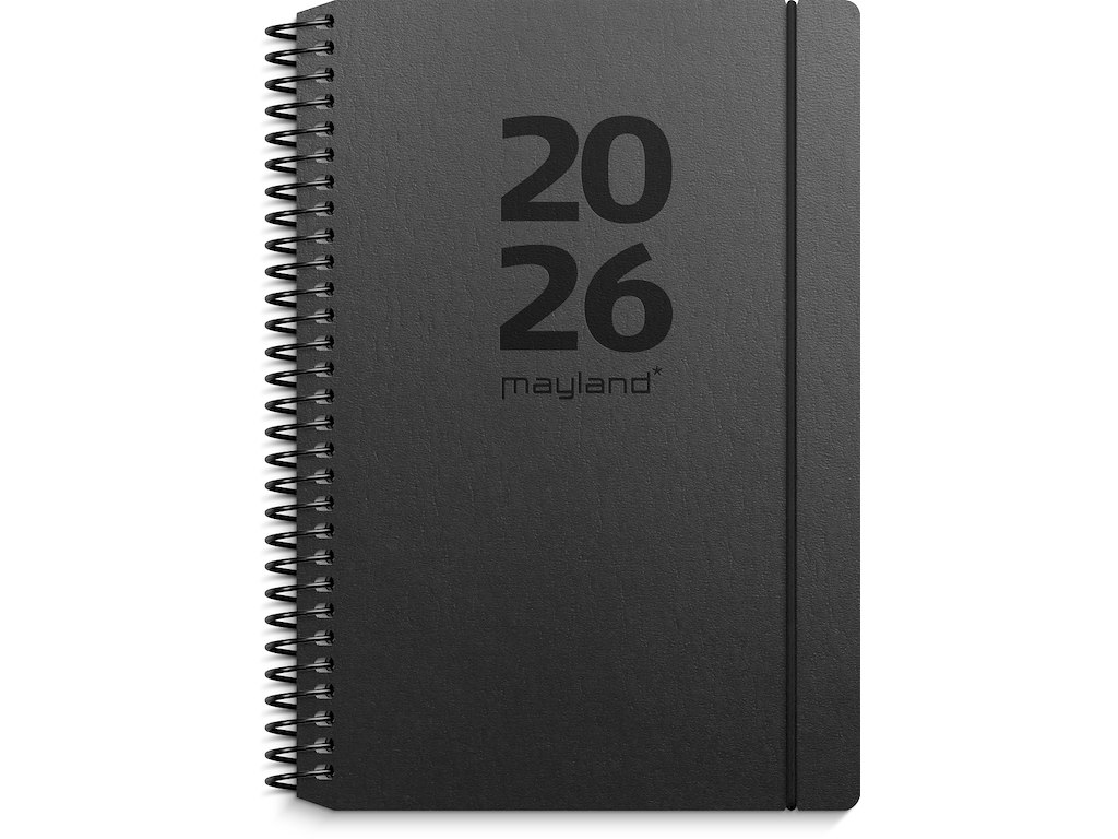 A6 ugekalender tværformat matsort genbrugskarton 2026