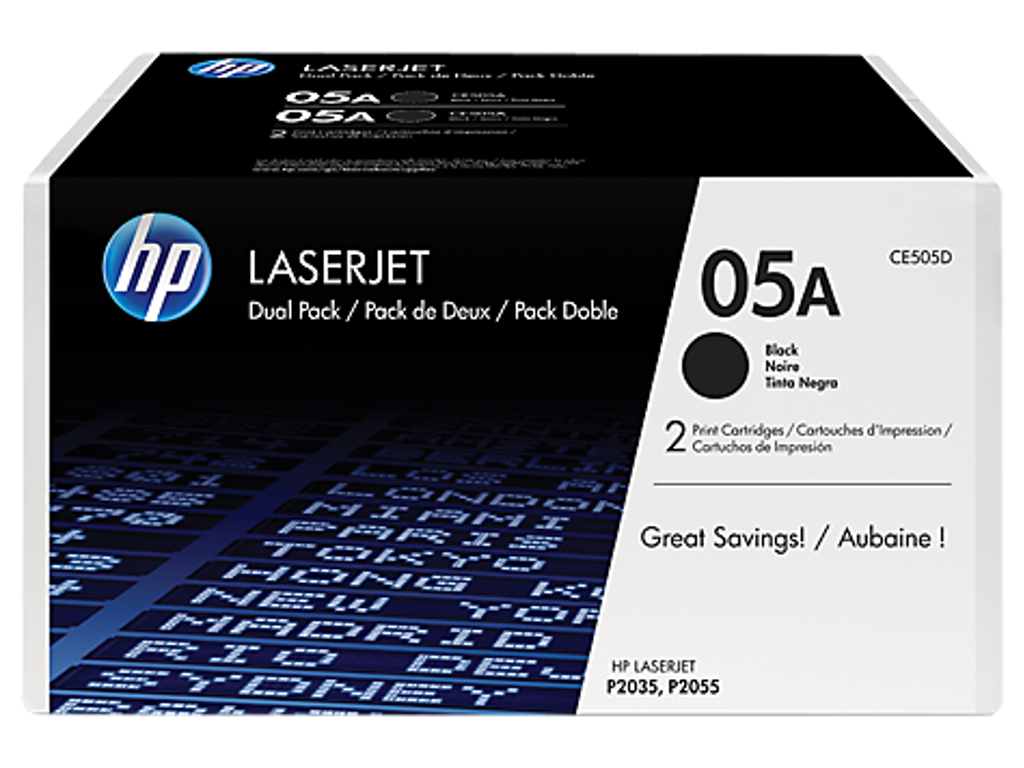 HP 05A toner CE505D 2x sort, 4600 sider