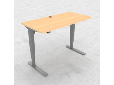 Hæve-/ sænkebord 120x60 cm bøg med sølv stel