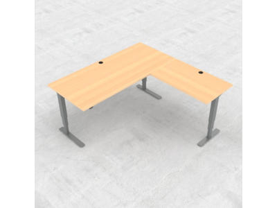 Hæve-/ sænkebord 180x180 cm bøg med sølv stel