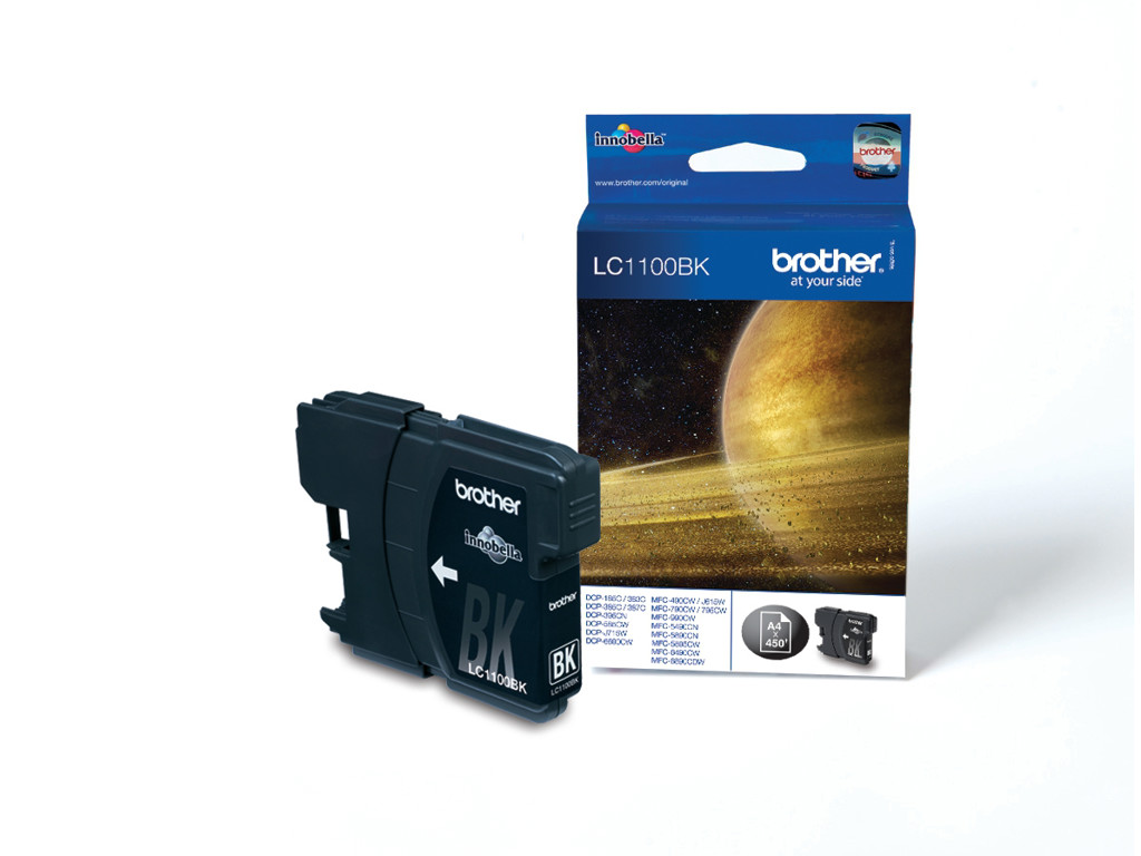 Brother blæk LC1100BK sort, 450 sider
