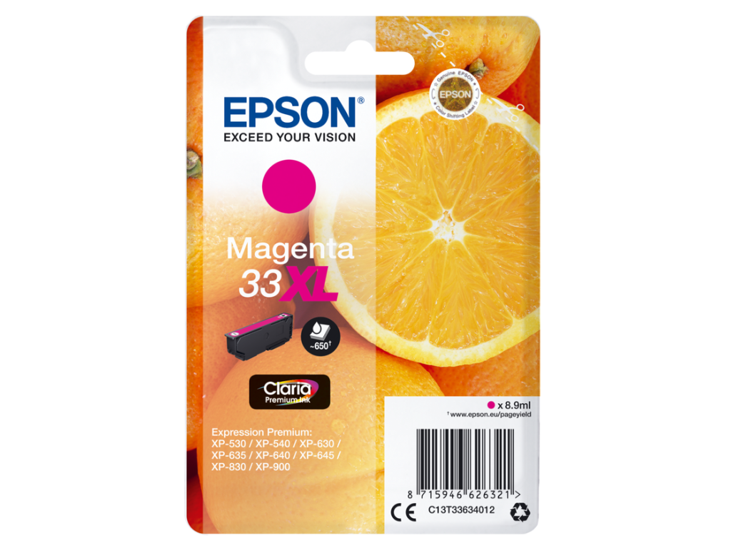 Epson blæk 33XL magenta, 650 sider