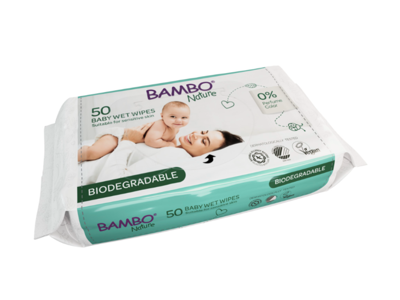 Vådserviet Bambo Nature bionedbrydelig 20x17cm m/blød genluk 50 stk